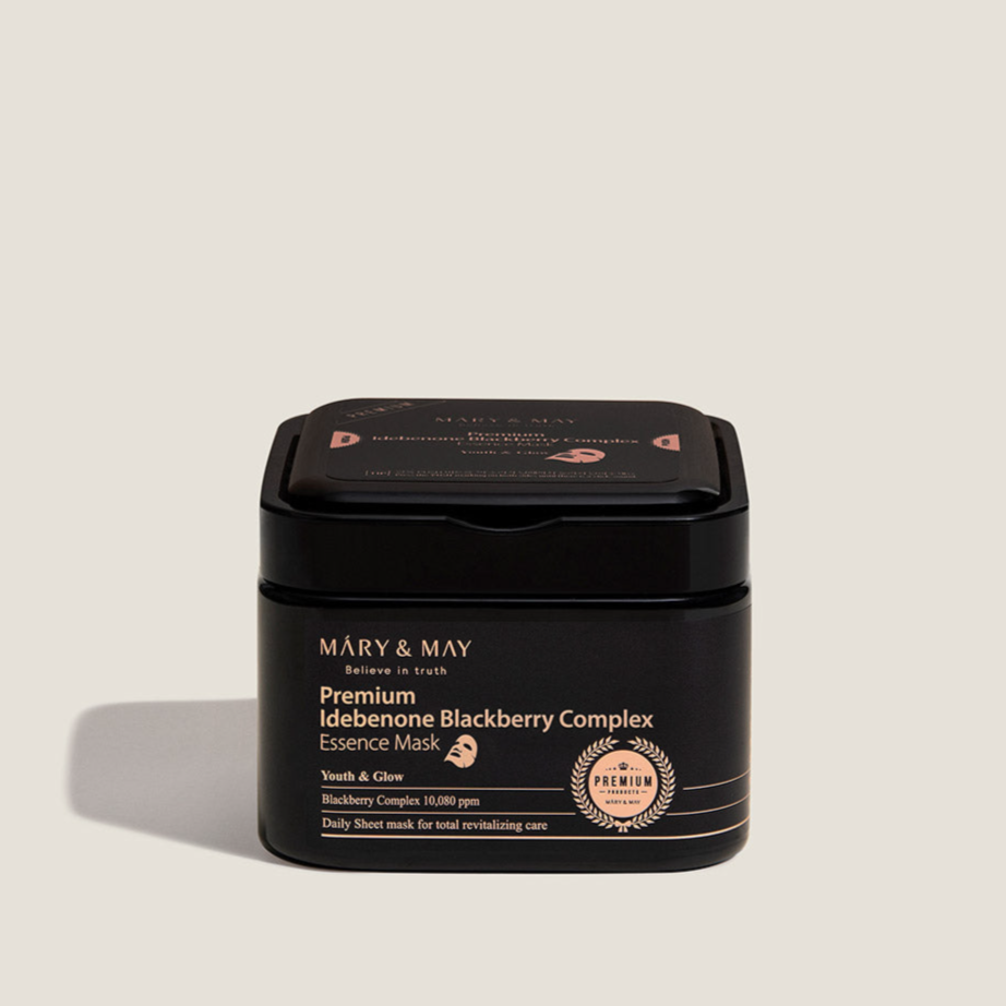 Mary&amp;May Premium Idebenon Blackberry Complex Essence Mask - Lakštinių Veido Kaukių Rinkinys | 20vnt