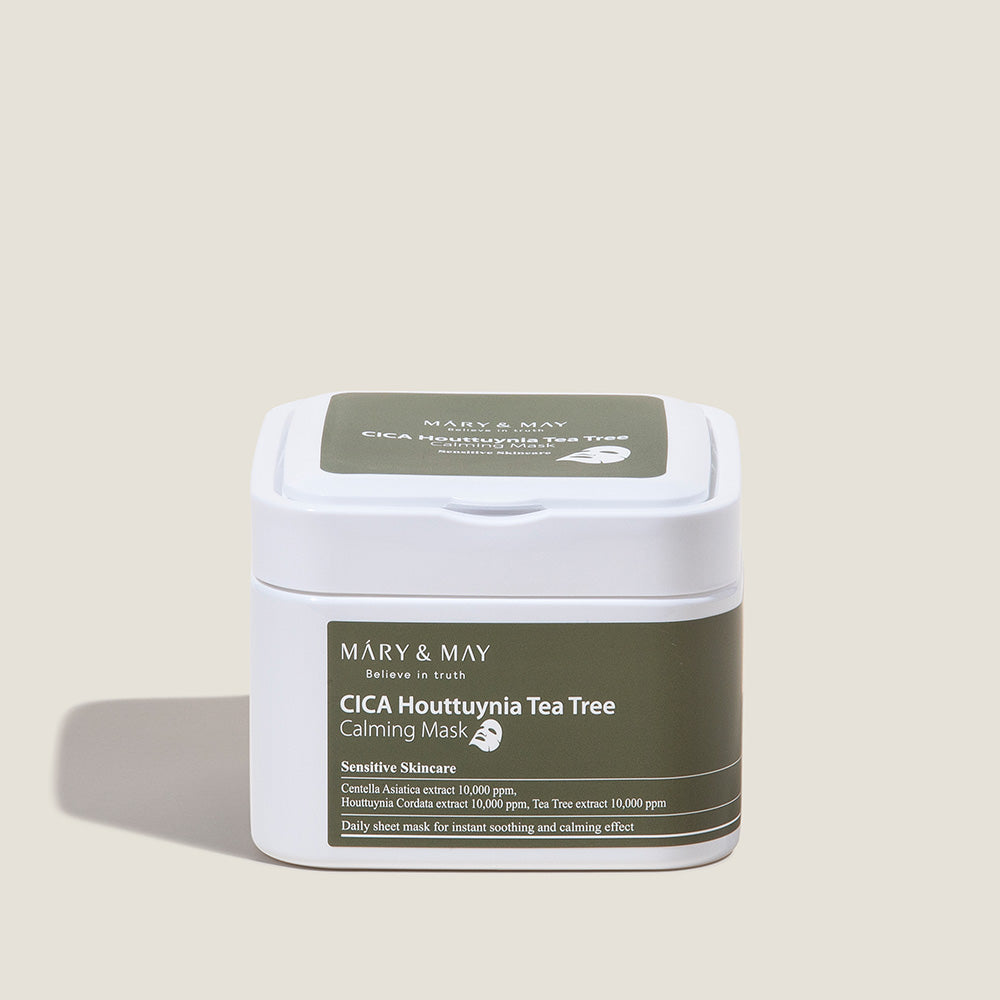 Mary&amp;May Cica Houttuynia Tea Tree Calming Mask - Raminamųjų Veido Kaukių Rinkinys | 30vnt