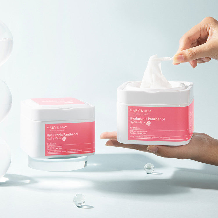 Mary&amp;May Hyaluronic Panthenol Hydra Mask - Drėkinamųjų Veido Kaukių Rinkinys | 30vnt
