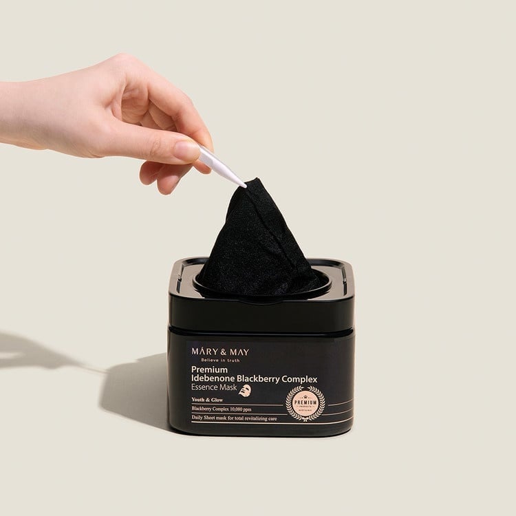 Mary&amp;May Premium Idebenon Blackberry Complex Essence Mask - Lakštinių Veido Kaukių Rinkinys | 20vnt