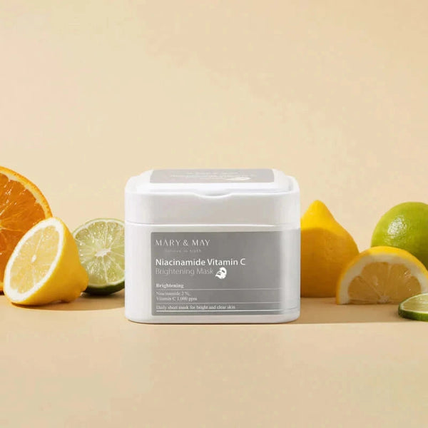 Mary&amp;May Niacinamide Vitamin C Brightening Mask - Šviesinamųjų Veido Kaukių Rinkinys | 30vnt